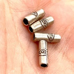 New lot of 8 Sterling Silver Carved Tube Beads